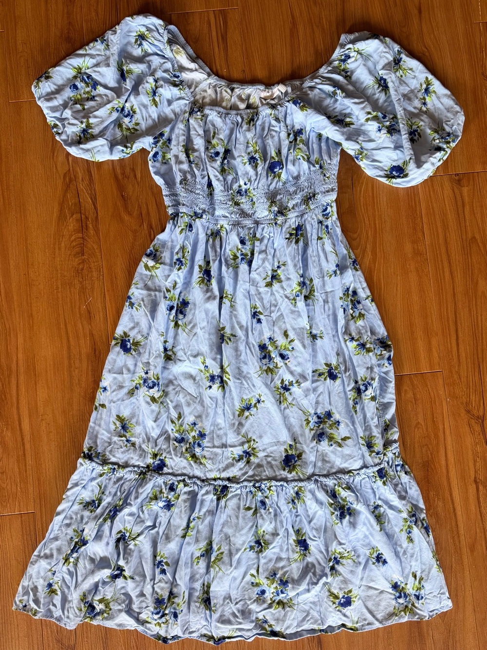 The Children's Place Light Blue Floral Puff-Sleeve Maxi Dress